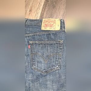 Mens Levis 501 Dark Wash Blue Jeans Buttonfly Straight Leg 34x36